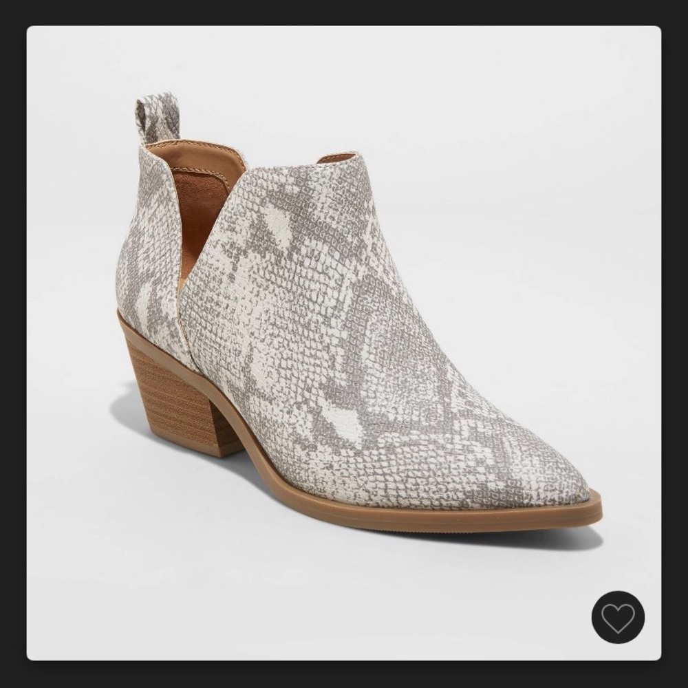 Snake print booties